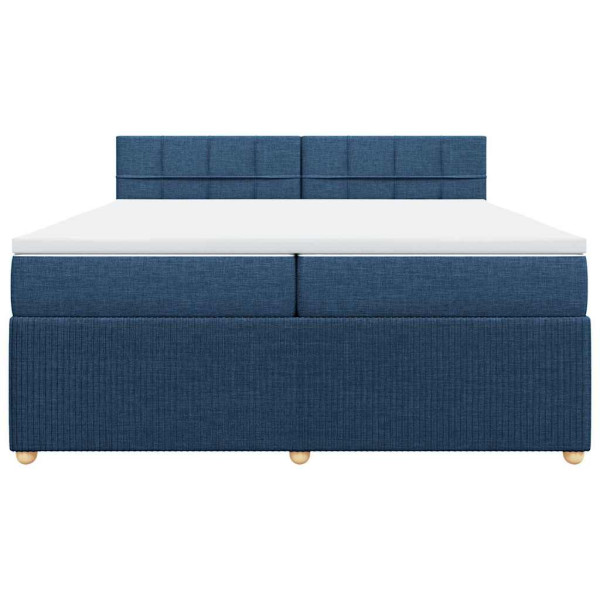 Cama box spring con colchón tela azul 200x200 cm M 4