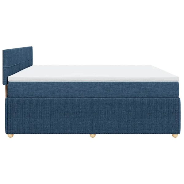 Cama com molas/colchão 200x200 cm tecido azul M 5