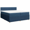 Cama box spring con colchón tela azul 200x200 cm 2