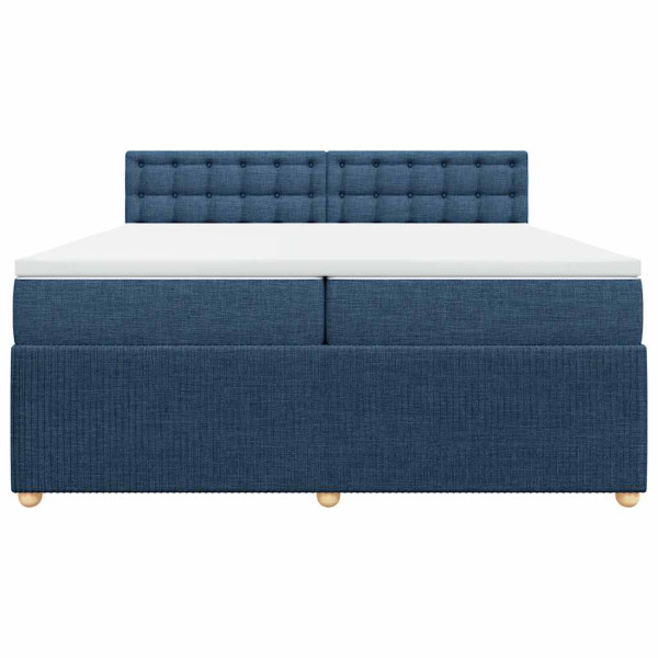 Cama box spring con colchón tela azul 200x200 cm M 4