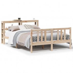 Estructura de cama con cabecero madera maciza pino 120x200 cm H