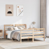 Estrutura de cama com cabeça de madeira maciça pinheiro 160x200 cm 1