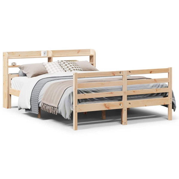 Estructura de cama con cabecero madera maciza pino 160x200 cm M 2