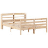 Estrutura de cama com cabeça de madeira maciça pinheiro 160x200 cm 3
