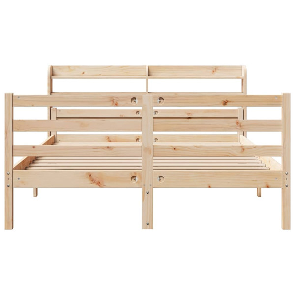 Estrutura de cama com cabeça de madeira maciça pinheiro 160x200 cm M 4