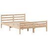 Estrutura de cama com cabeça de madeira maciça pinheiro 160x200 cm 5