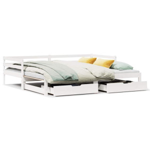 Sofá-cama com gavetão e gavetas sem colchão 80x200 cm branco H