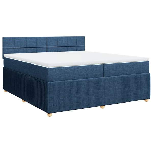 Cama com molas/colchão 200x200 cm tecido azul M 3