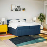 Cama box spring con colchón tela azul 200x200 cm 4