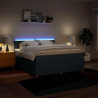Cama box spring con colchón tela azul 200x200 cm 5