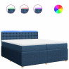 Cama box spring con colchón tela azul 200x200 cm 2