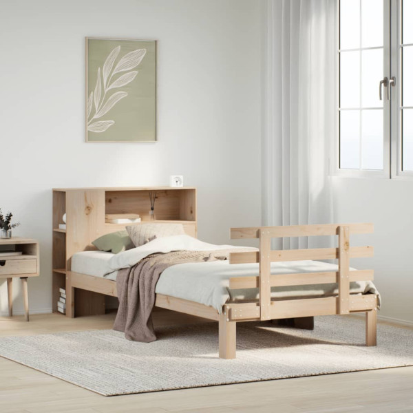 Cama con estantería sin colchón madera maciza de pino 75x190 cm D