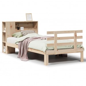 Cama con estantería sin colchón madera maciza de pino 75x190 cm H