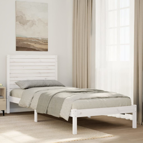Cama extralarga sin colchón madera maciza blanca 90x210 cm D