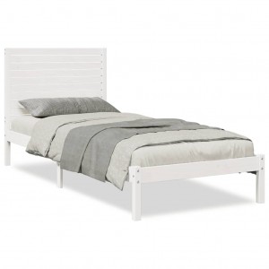 Cama extralarga sin colchón madera maciza blanca 90x210 cm H
