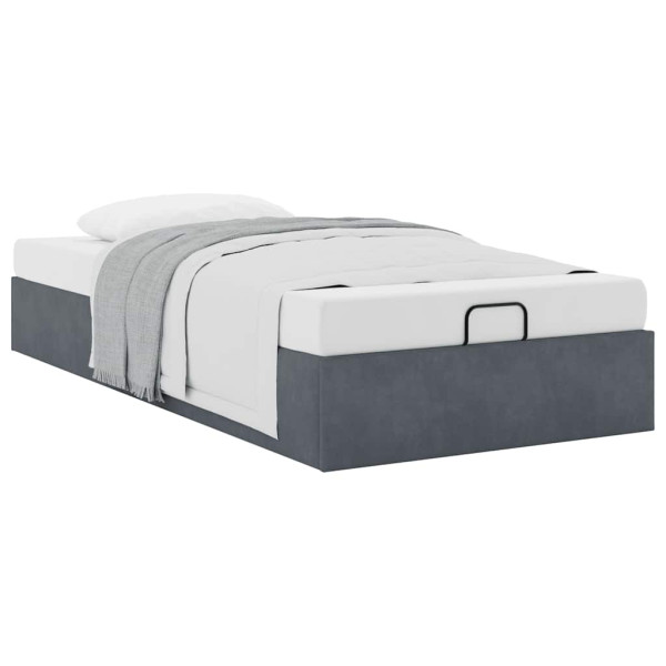 Otomano Bed Frame No Colchão Cinzento Escuro 90x190 cm Veludo M 5