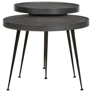 Mesa de centro 2 uds madera contrachapada negra H