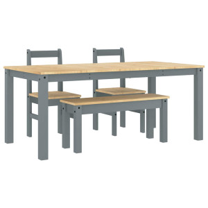 Juego de comedor Panama 4 pzas madera maciza de pino gris H