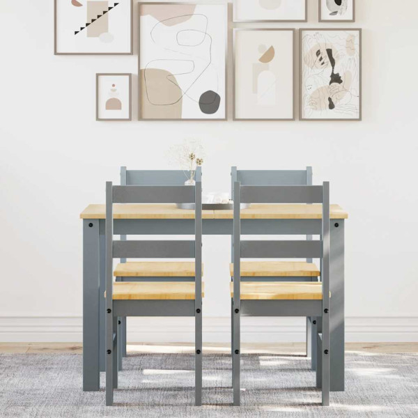 Juego de comedor Panama 5 pzas madera maciza de pino gris M 3