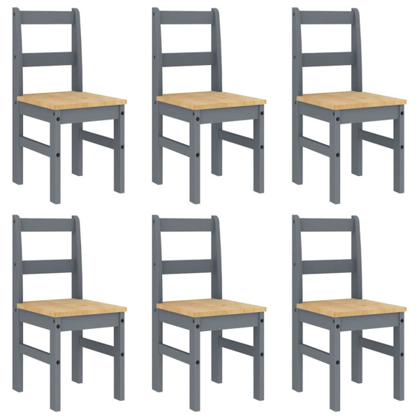 Juego de comedor Panama 7 pzas madera maciza de pino gris M 4