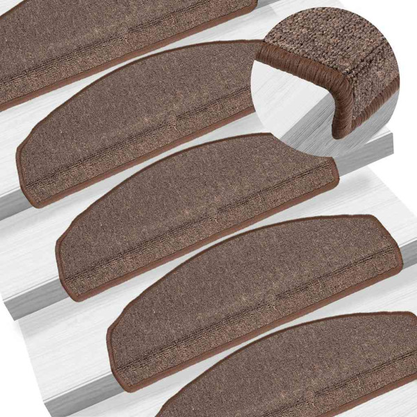 Tapetes de escada 30 pcs 65x24x4 cm castanho café M 5