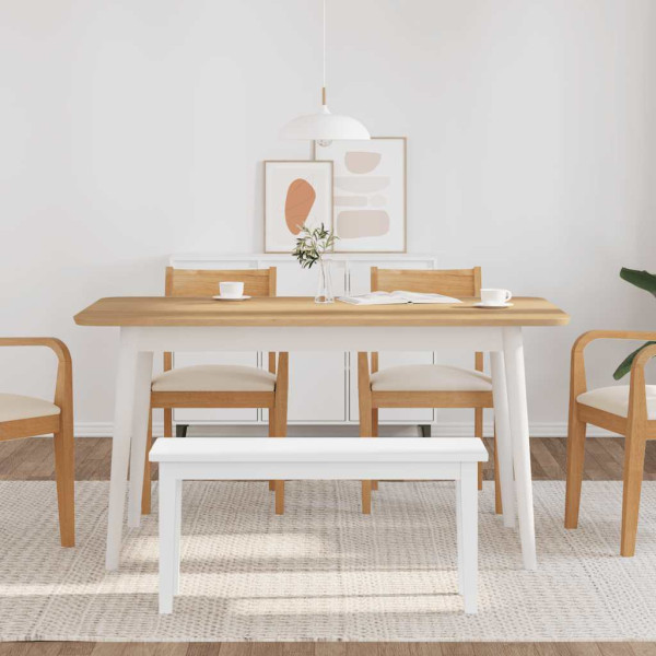 Banco 90 cm madeira seringueira maciça branco M 3