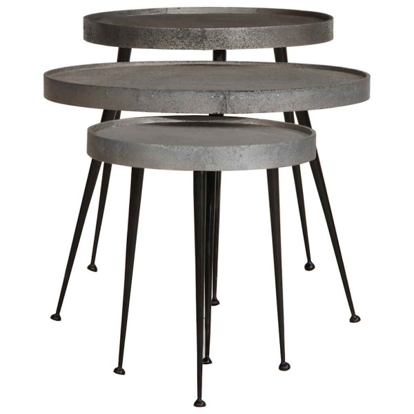 Mesa de centro 3 uds madera contrachapada plateada M 2