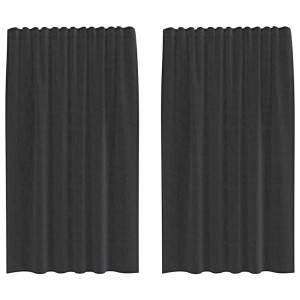 Cortinas de gasa con bolsillos para varillas 2 uds. negro H