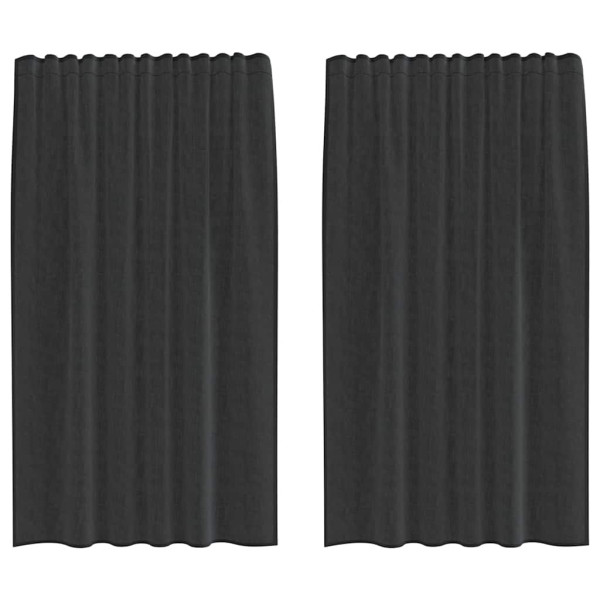 Cortinas de gasa con bolsillos para varillas 2 uds. negro M 2