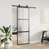 Puerta corredera con herrajes negro 76x205 cm vidrio templado 3