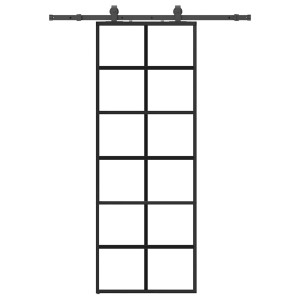 Porta deslizante c/ conj. ferragens 76x205cm vidro ESG preto H