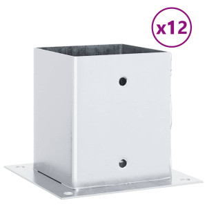 Bases para postes cuadradas 12 uds. Plata 121x121 mm H