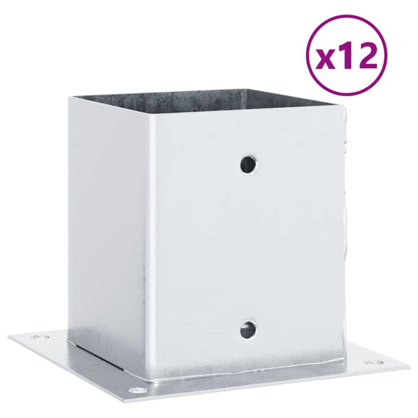 Bases para postes cuadradas 12 uds. Plata 121x121 mm M 2