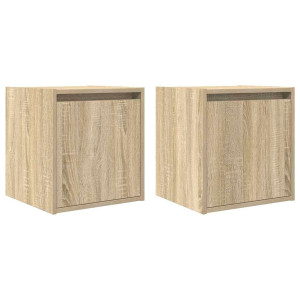 Mesas de cabeceira de parede 2 pcs 38x34x40 cm carvalho sonoma H