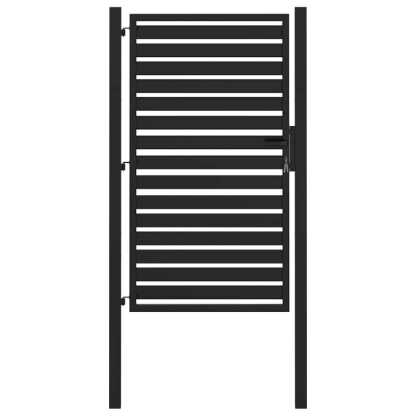 Puerta de jardín con cerradura de aluminio negra 100x150 cm M 2