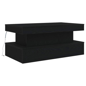 Mesa de centro con luces LED roble negro 90x50x40 cm H