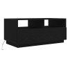 Mesa de centro con luces LED roble negro 90x49x40 cm 2