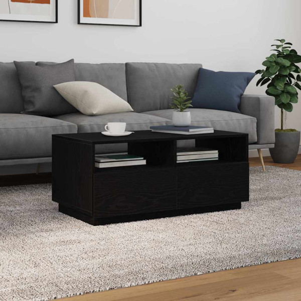 Mesa central com luzes de LED de carvalho preto 90x49x40 cm M 4
