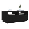 Mesa de centro con luces LED roble negro 90x49x40 cm 5