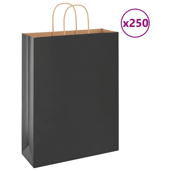 Bolsas de papel con asas 250 uds negra 32x12x42 cm D