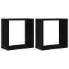 Estantes cubo de pared 2 uds madera roble negro 30x15x30 cm 2