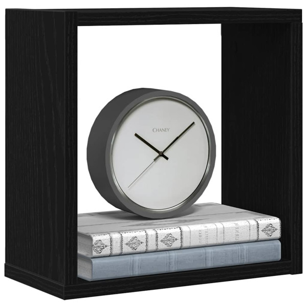 Estantes cubo de pared 2 uds madera roble negro 30x15x30 cm M 4