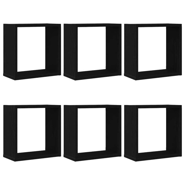 Estantes cúbicos de pared  6 uds roble negro 30x15x30 cm M 2