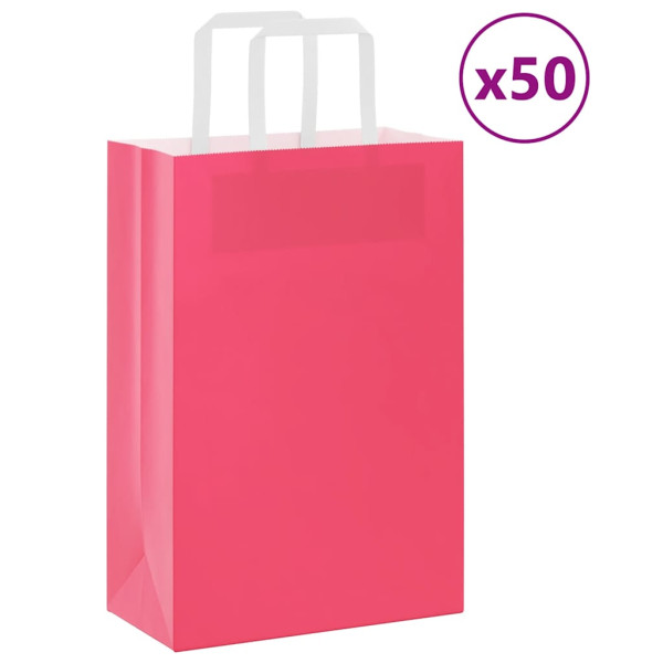 Bolsas de papel con asas 50 uds rosa 21x11x31 cm D