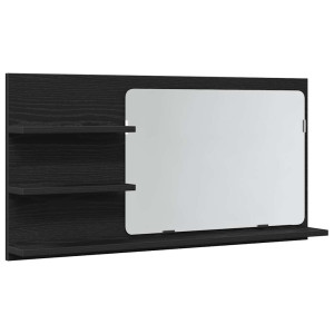 Armario de baño con espejo de roble negro 90x11x45 cm Madera de ingeniería H