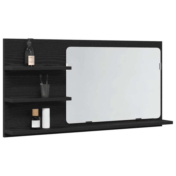 Armario de baño con espejo de roble negro 90x11x45 cm Madera de ingeniería M 4