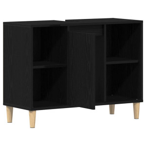 Mueble para lavabo roble negro 80x33x60 cm madera de ingeniería H