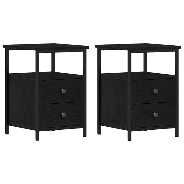 Mesitas de noche 2 unidades Roble negro 34x35.5x50 cm Madera de ingeniería M 2