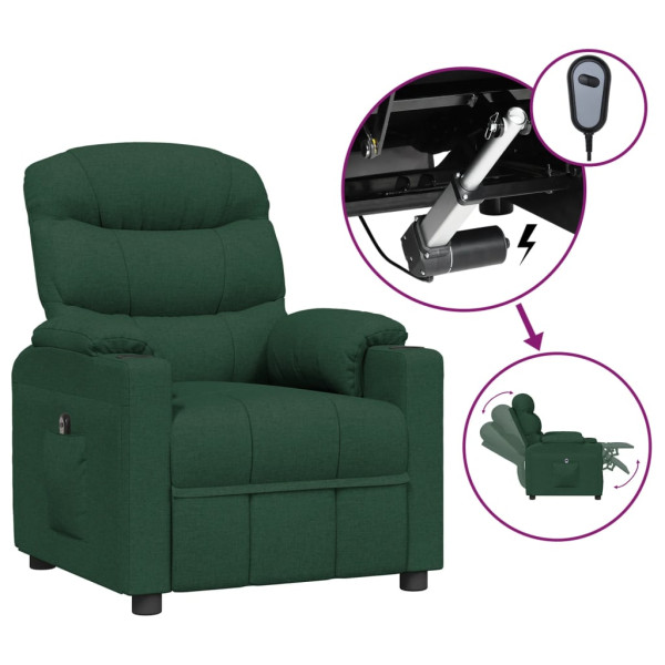 Sillón reclinable eléctrico tela verde oscuro M 2