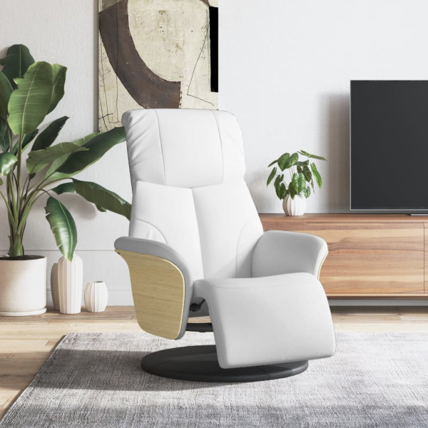 Sillón reclinable con reposapiés cuero sintético blanco D